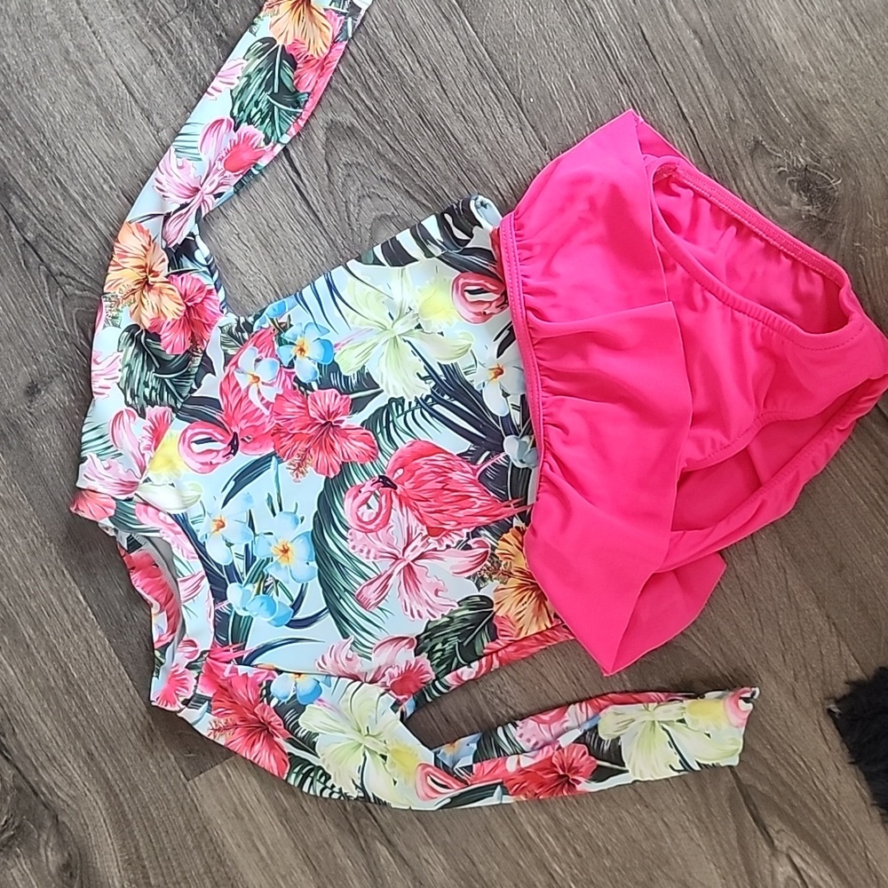 Toddler girls floral swimsuit